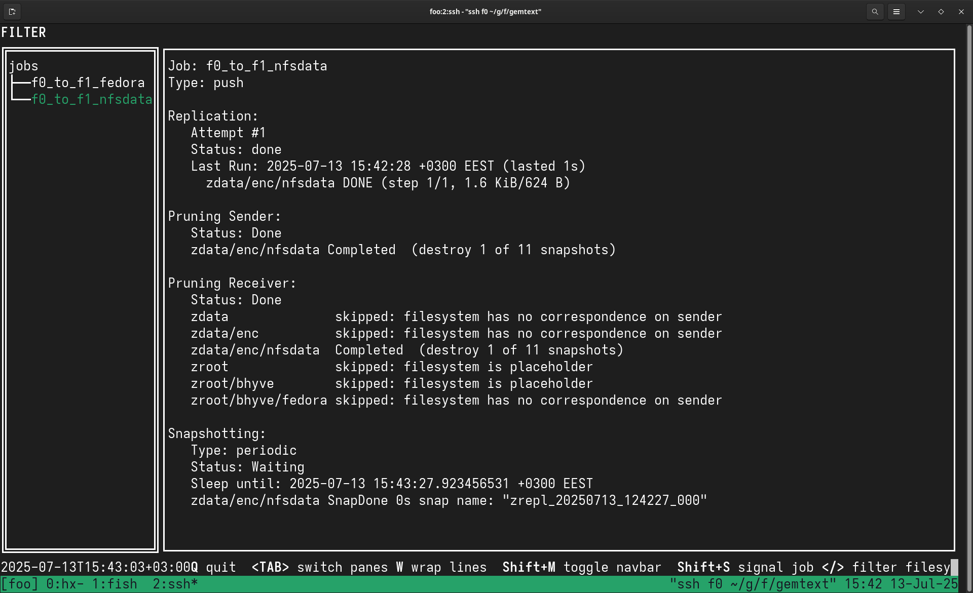 zrepl status zrepl status